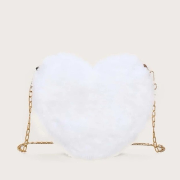 SHEIN Handbags - Shein White heart fuzzy y2K purse